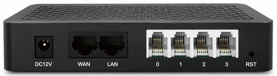 Mặt sau Dinstar DAG1000-4S gồm 4 cổng FXS WAN LAN