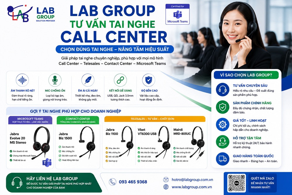 LAB Group tư vấn tai nghe Call Center
