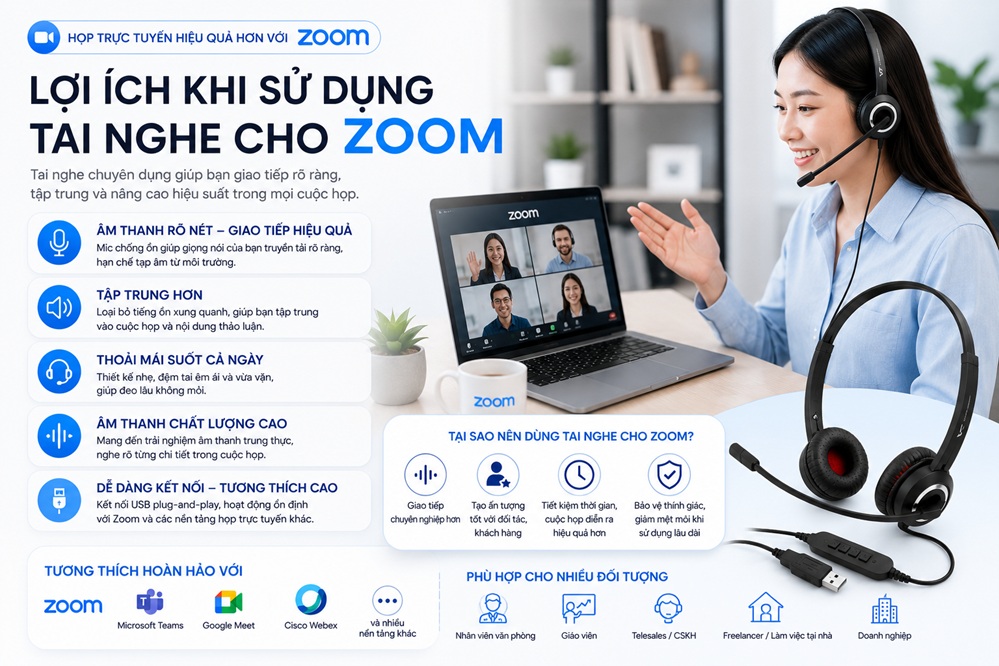 Lợi ích khi sử dụng tai nghe cho Zoom