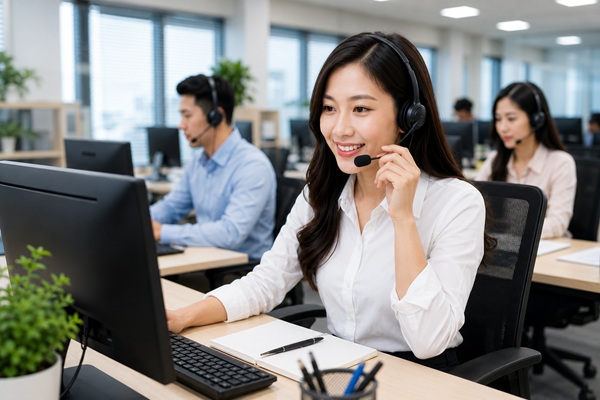 Nhân viên telesales sử dụng tai nghe Call Center