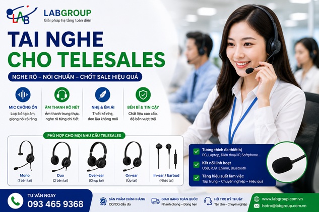 Tai nghe cho telesales chuyên dụng có micro chống ồn